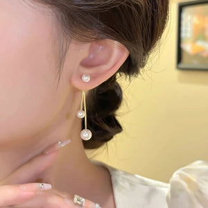 Pearl tassel earrings, simple earrings, light luxury, niche, versatile, fashionable, long earrings, long tassels