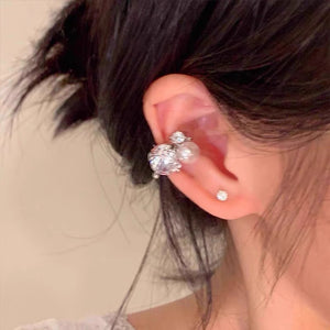 Retro metal style zircon titanium steel ear clip new trendy and unique temperament ear clip for women without ear holes, versatile earrings