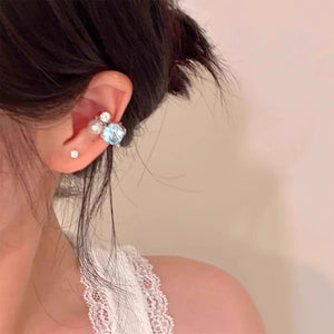 Retro metal style zircon titanium steel ear clip new trendy and unique temperament ear clip for women without ear holes, versatile earrings