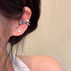 Retro metal style zircon titanium steel ear clip new trendy and unique temperament ear clip for women without ear holes, versatile earrings