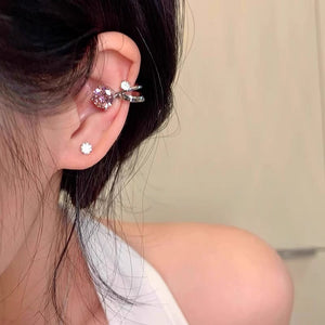 Retro metal style zircon titanium steel ear clip new trendy and unique temperament ear clip for women without ear holes, versatile earrings