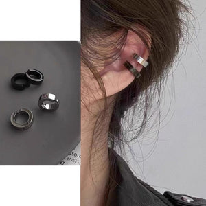 Retro metal style zircon titanium steel ear clip new trendy and unique temperament ear clip for women without ear holes, versatile earrings