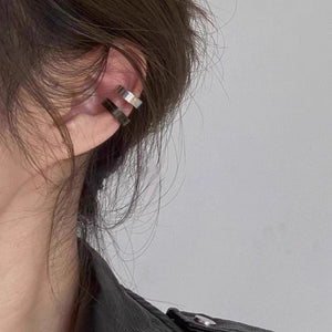 Retro metal style zircon titanium steel ear clip new trendy and unique temperament ear clip for women without ear holes, versatile earrings