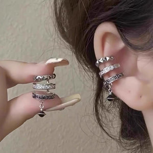 Retro metal style zircon titanium steel ear clip new trendy and unique temperament ear clip for women without ear holes, versatile earrings