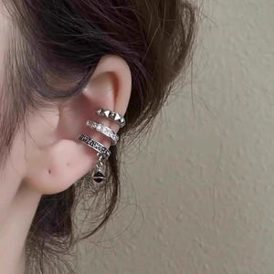 Retro metal style zircon titanium steel ear clip new trendy and unique temperament ear clip for women without ear holes, versatile earrings
