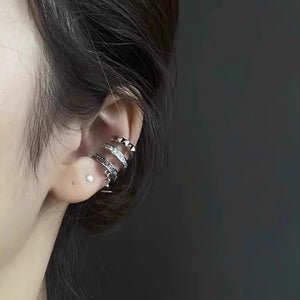 Retro metal style zircon titanium steel ear clip new trendy and unique temperament ear clip for women without ear holes, versatile earrings