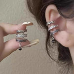 Retro metal style zircon titanium steel ear clip new trendy and unique temperament ear clip for women without ear holes, versatile earrings