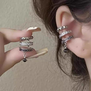 Retro metal style zircon titanium steel ear clip new trendy and unique temperament ear clip for women without ear holes, versatile earrings