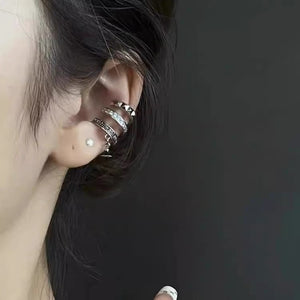 Retro metal style zircon titanium steel ear clip new trendy and unique temperament ear clip for women without ear holes, versatile earrings