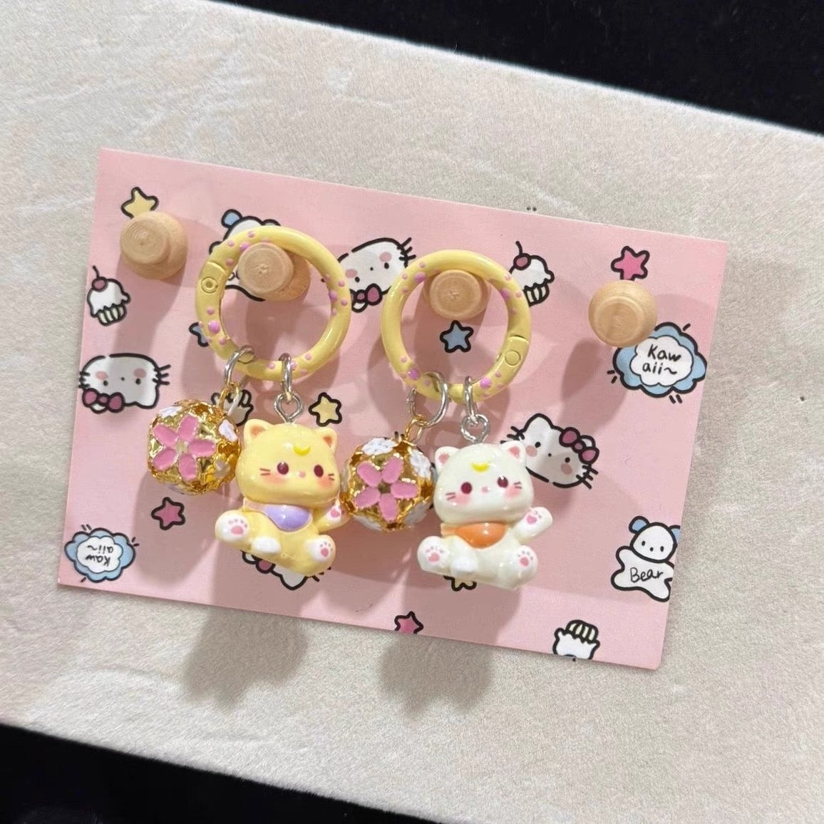 Cute Cartoon Cat Keychain New style Cat Bell Phone Pendant Bag Pendant Accessories