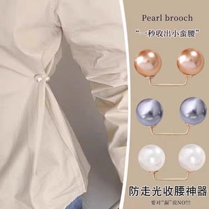 Pearl pants waistband collar anti glare buckle, waist cinching artifact pin, no seam brooch, versatile shoulder strap pants, fixed clothes buckle accessory