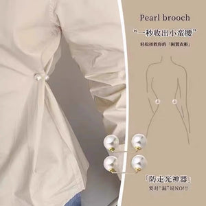 Pearl pants waistband collar anti glare buckle, waist cinching artifact pin, no seam brooch, versatile shoulder strap pants, fixed clothes buckle accessory
