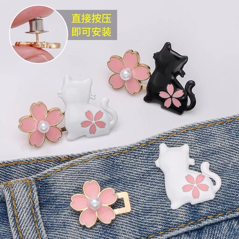 Cat waist button, nail free, adjustable, detachable, jeans waist size adjustable, no need for punching, tightening tool button accessory