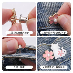 Cat waist button, nail free, adjustable, detachable, jeans waist size adjustable, no need for punching, tightening tool button accessory