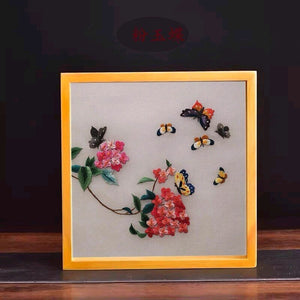 Elegant gift double-sided hand embroidered Suzhou embroidery silk art with frame