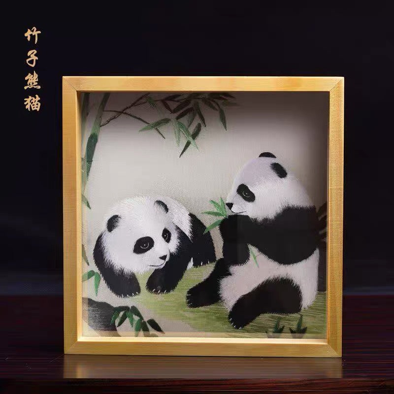 Elegant gift double-sided hand embroidered Suzhou embroidery silk art with frame