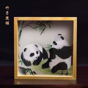 Elegant gift double-sided hand embroidered Suzhou embroidery silk art with frame