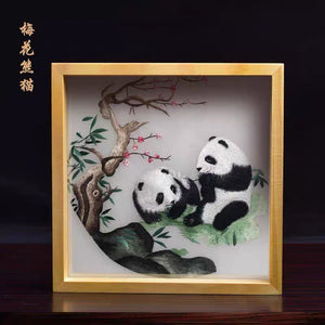 Elegant gift double-sided hand embroidered Suzhou embroidery silk art with frame