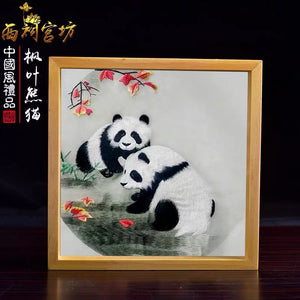 Elegant gift double-sided hand embroidered Suzhou embroidery silk art with frame
