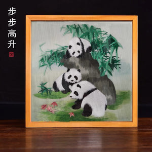 Elegant gift double-sided hand embroidered Suzhou embroidery silk art with frame