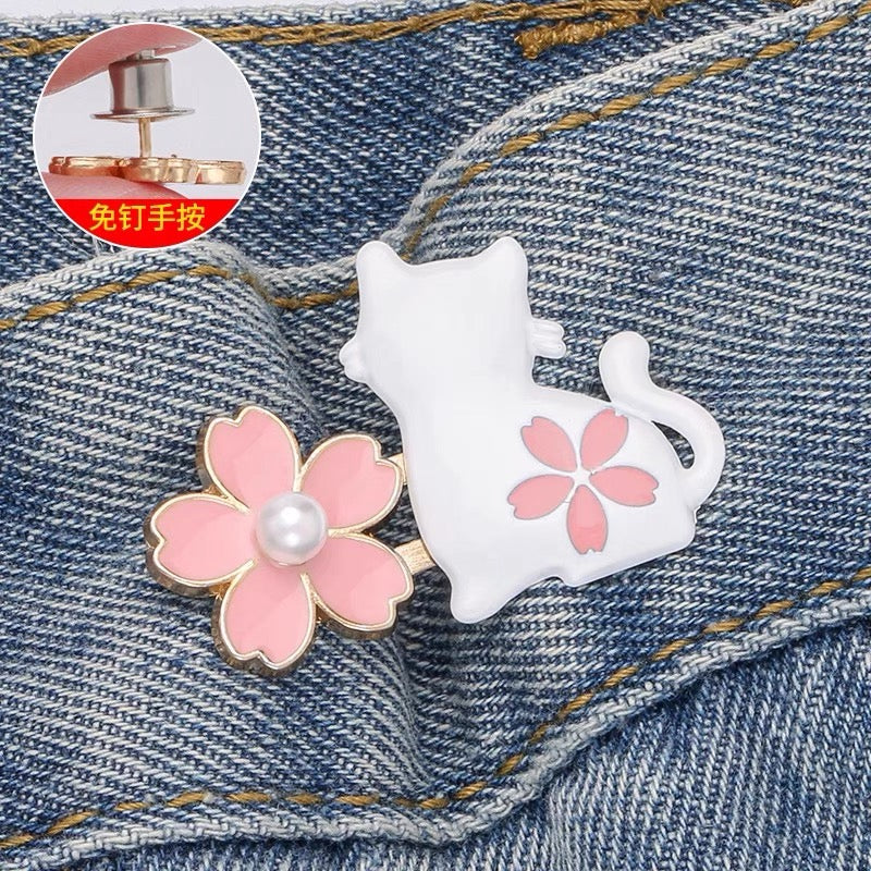 Cat waist button, nail free, adjustable, detachable, jeans waist size adjustable, no need for punching, tightening tool button accessory