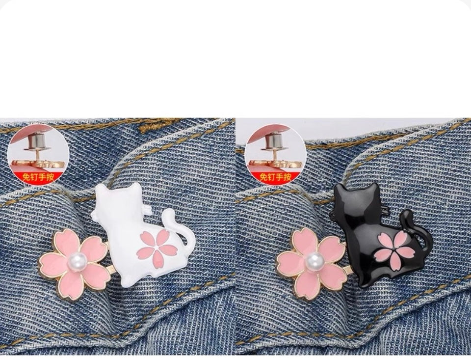 Cat waist button, nail free, adjustable, detachable, jeans waist size adjustable, no need for punching, tightening tool button accessory