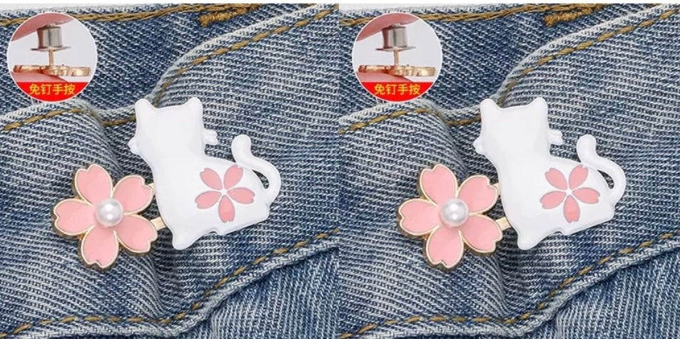 Cat waist button, nail free, adjustable, detachable, jeans waist size adjustable, no need for punching, tightening tool button accessory