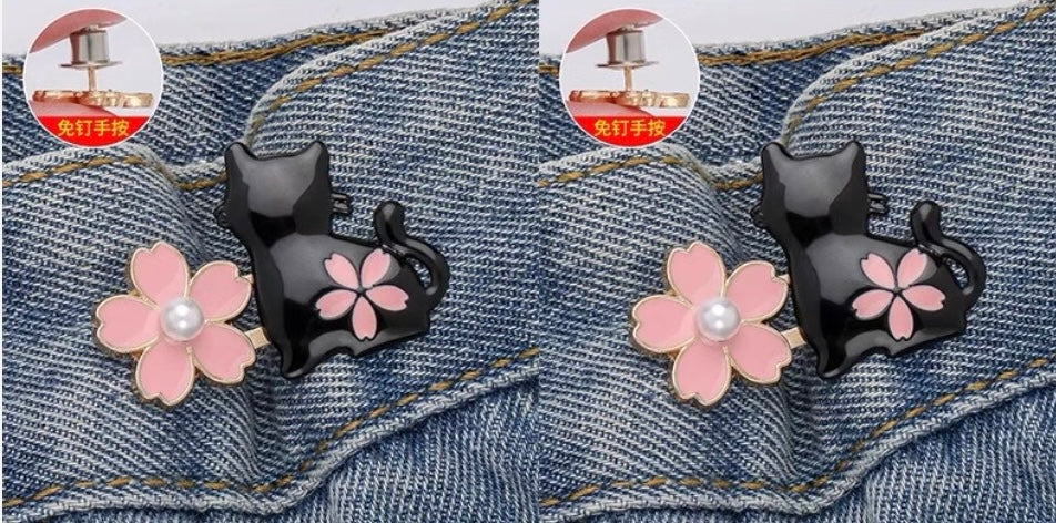 Cat waist button, nail free, adjustable, detachable, jeans waist size adjustable, no need for punching, tightening tool button accessory