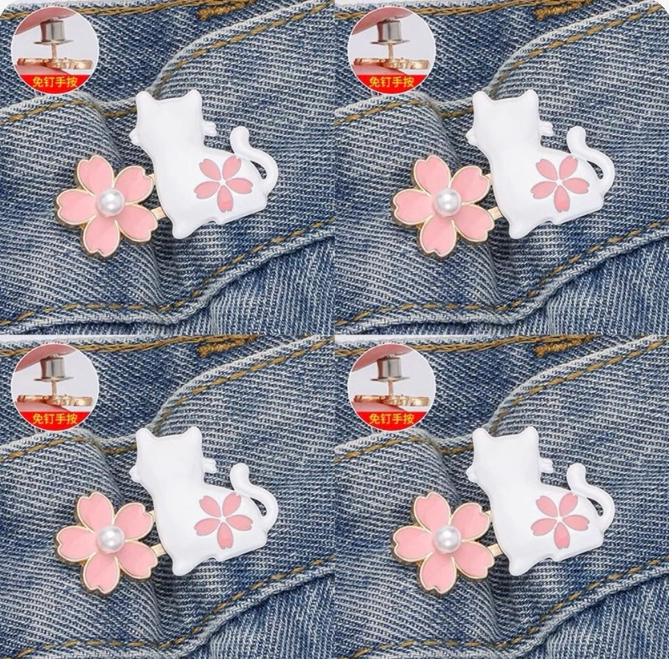 Cat waist button, nail free, adjustable, detachable, jeans waist size adjustable, no need for punching, tightening tool button accessory