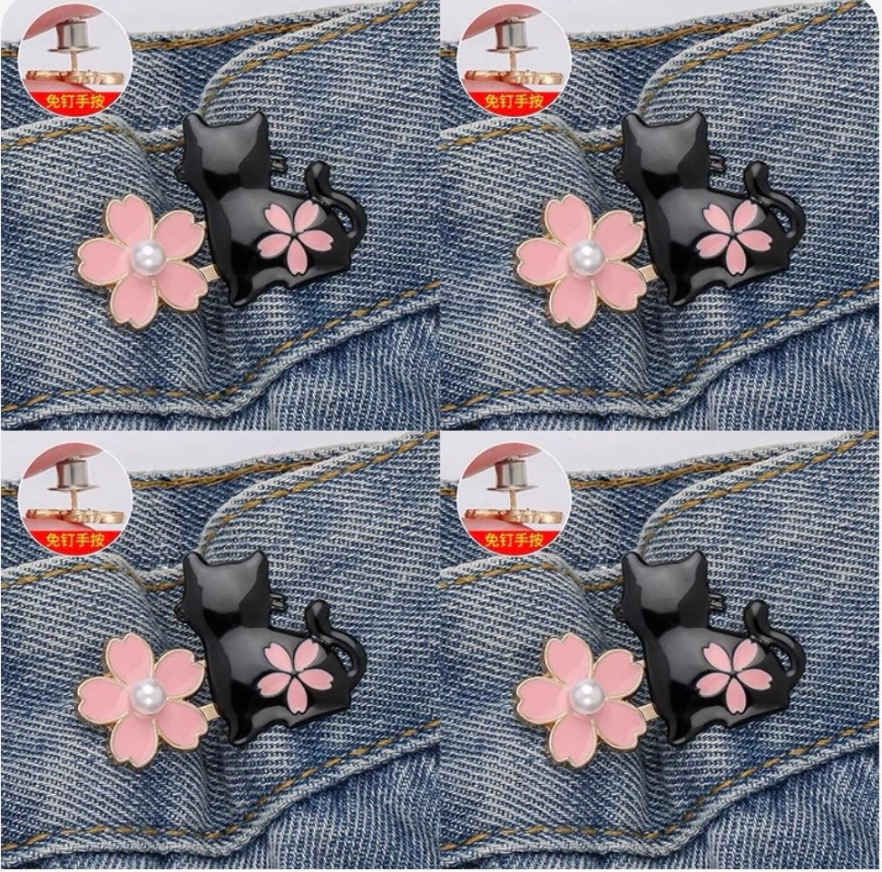 Cat waist button, nail free, adjustable, detachable, jeans waist size adjustable, no need for punching, tightening tool button accessory