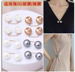Pearl pants waistband collar anti glare buckle, waist cinching artifact pin, no seam brooch, versatile shoulder strap pants, fixed clothes buckle accessory