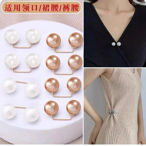Pearl pants waistband collar anti glare buckle, waist cinching artifact pin, no seam brooch, versatile shoulder strap pants, fixed clothes buckle accessory