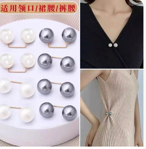 Pearl pants waistband collar anti glare buckle, waist cinching artifact pin, no seam brooch, versatile shoulder strap pants, fixed clothes buckle accessory
