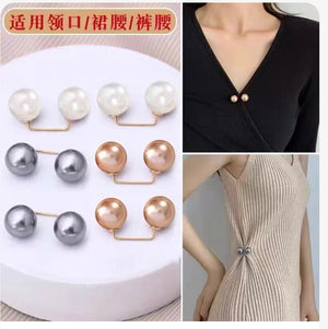 Pearl pants waistband collar anti glare buckle, waist cinching artifact pin, no seam brooch, versatile shoulder strap pants, fixed clothes buckle accessory