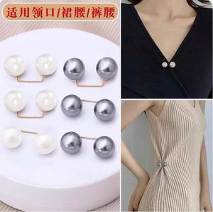 Pearl pants waistband collar anti glare buckle, waist cinching artifact pin, no seam brooch, versatile shoulder strap pants, fixed clothes buckle accessory