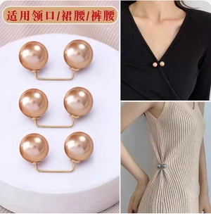 Pearl pants waistband collar anti glare buckle, waist cinching artifact pin, no seam brooch, versatile shoulder strap pants, fixed clothes buckle accessory