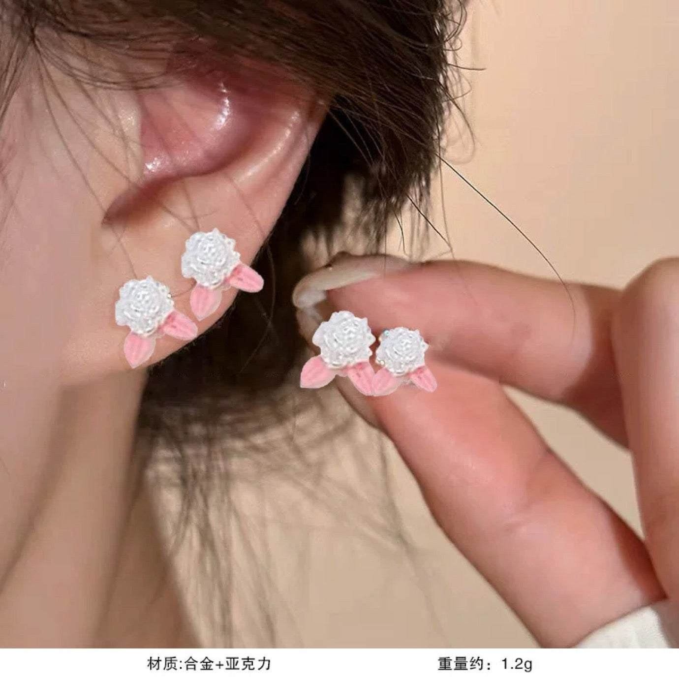 Super fairy sweet and cute earrings, fashionable and versatile 925 silver needle earrings, women's light luxury high-end temperament earrings A9141