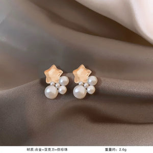 Super fairy sweet and cute earrings, fashionable and versatile 925 silver needle earrings, women's light luxury high-end temperament earrings A9141