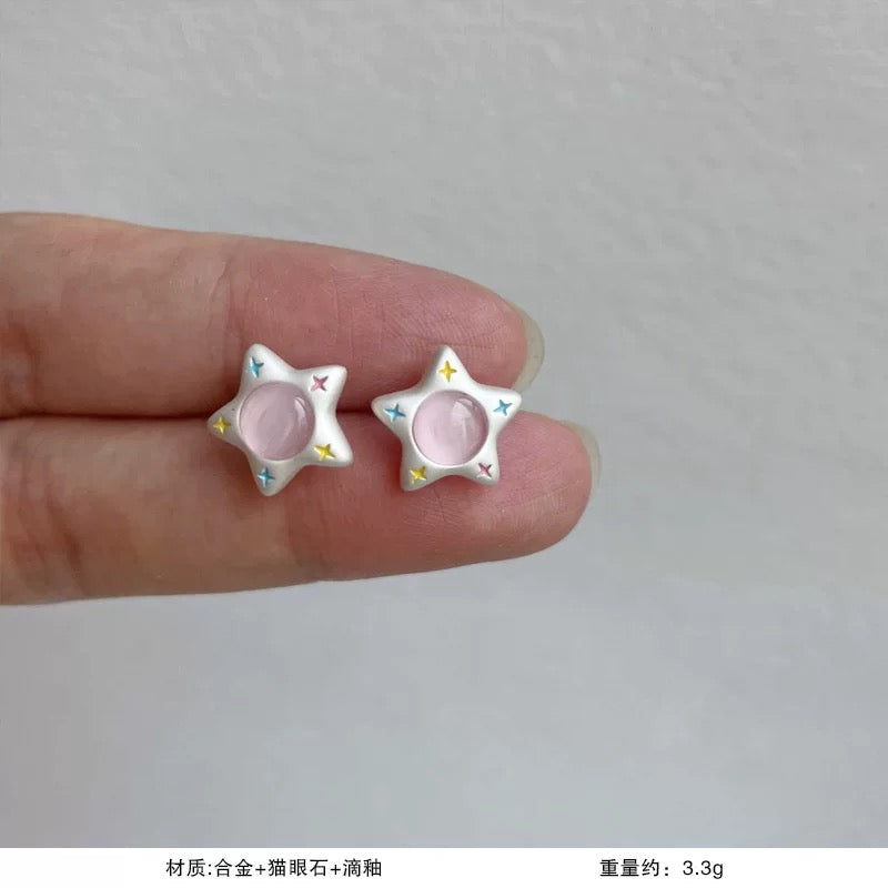 Super fairy sweet and cute earrings, fashionable and versatile 925 silver needle earrings, women's light luxury high-end temperament earrings A9141