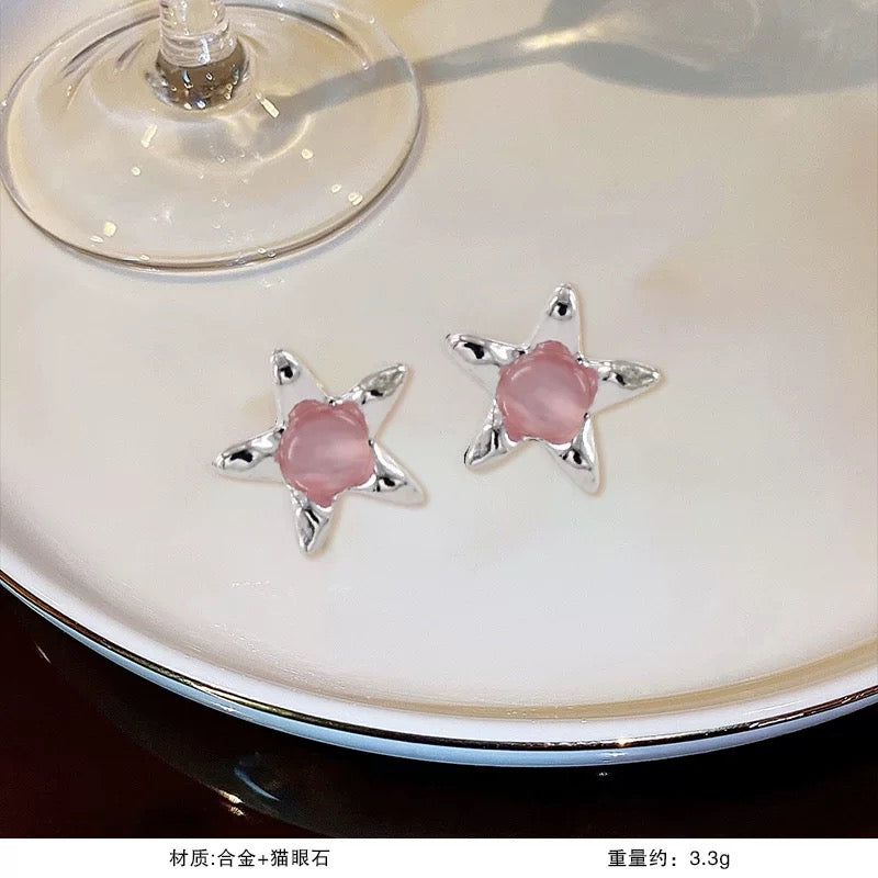 Super fairy sweet and cute earrings, fashionable and versatile 925 silver needle earrings, women's light luxury high-end temperament earrings A9141