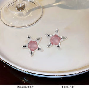 Super fairy sweet and cute earrings, fashionable and versatile 925 silver needle earrings, women's light luxury high-end temperament earrings A9141