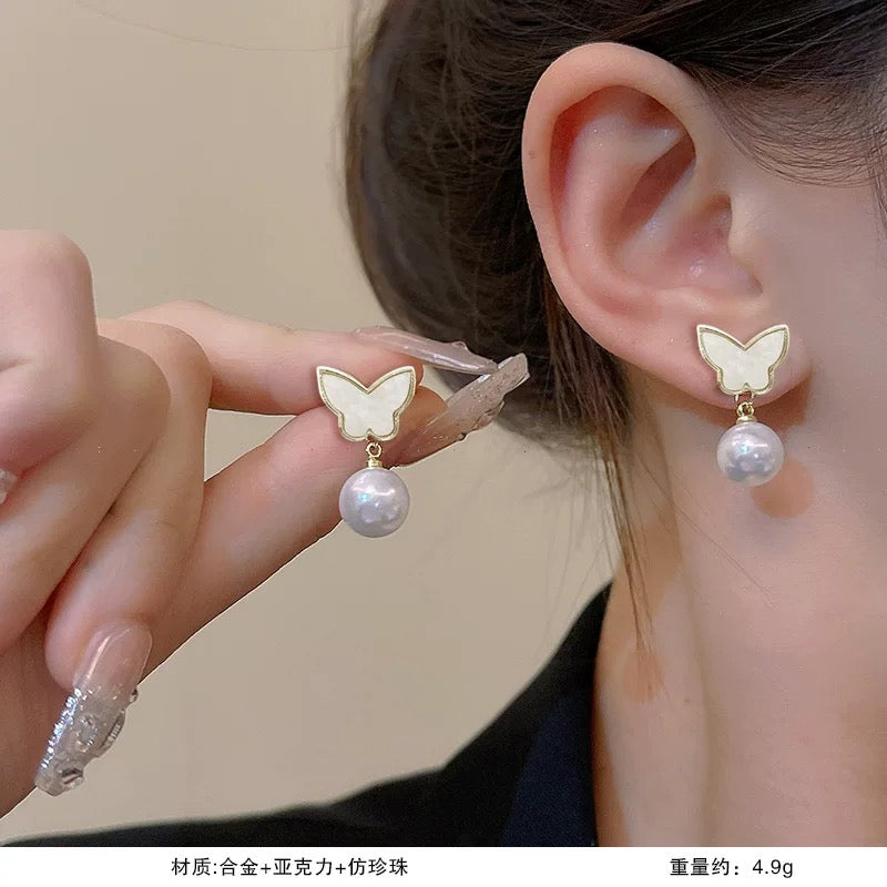 Super fairy sweet and cute earrings, fashionable and versatile 925 silver needle earrings, women's light luxury high-end temperament earrings A9141