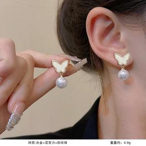 Super fairy sweet and cute earrings, fashionable and versatile 925 silver needle earrings, women's light luxury high-end temperament earrings A9141