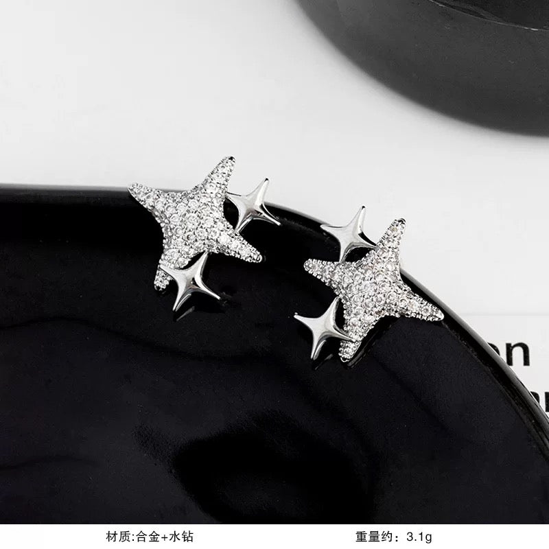 Super fairy sweet and cute earrings, fashionable and versatile 925 silver needle earrings, women's light luxury high-end temperament earrings A9141