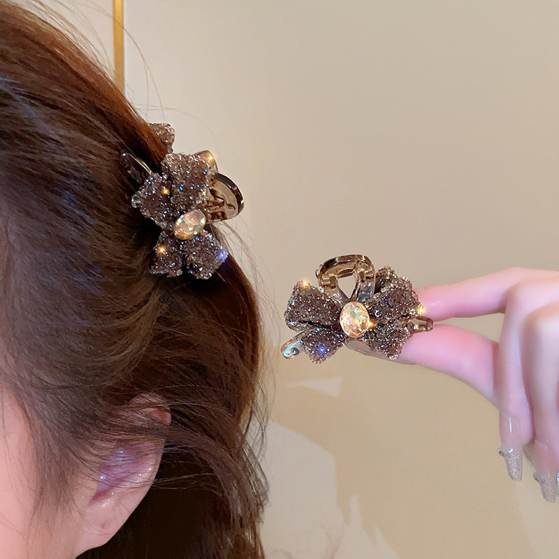 Diamond studded bow, small hair clip, feminine temperament, bangs clip, side  hair clip, small and exquisite grip clip A962