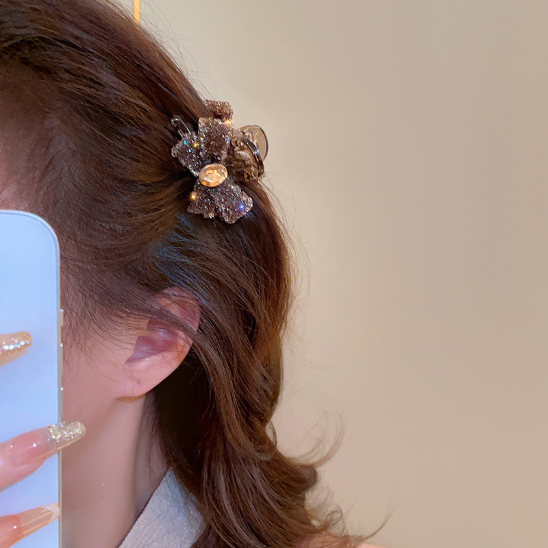 Diamond studded bow, small hair clip, feminine temperament, bangs clip, side  hair clip, small and exquisite grip clip A962