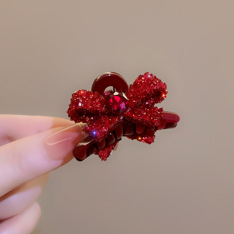 Diamond studded bow, small hair clip, feminine temperament, bangs clip, side  hair clip, small and exquisite grip clip A962