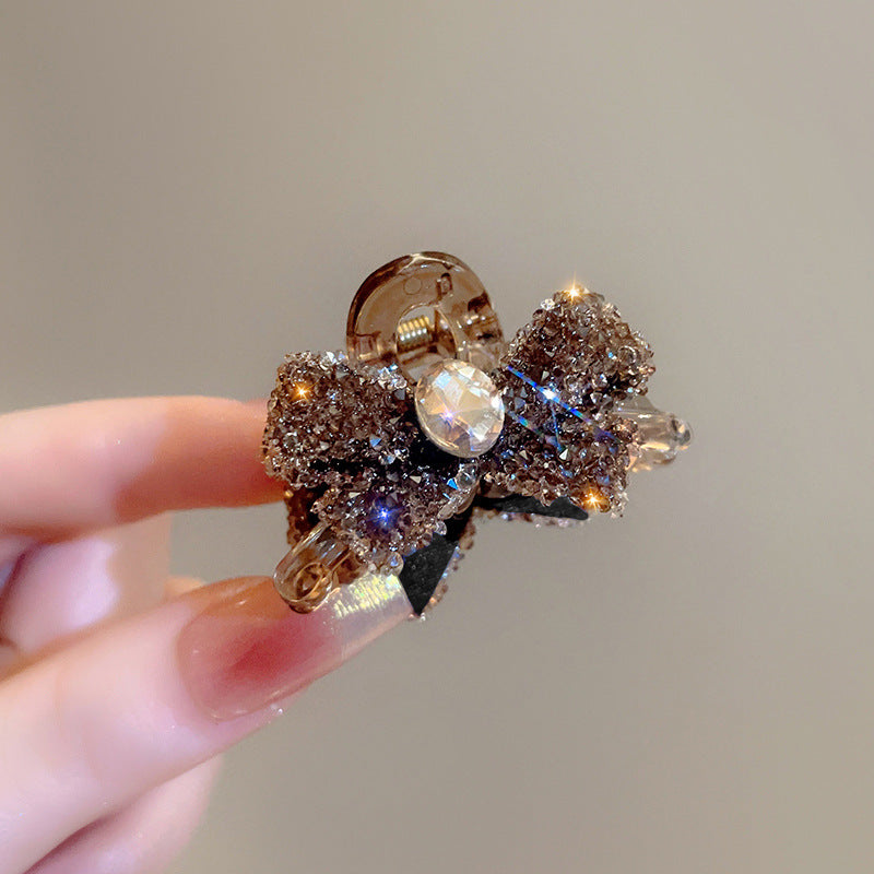 Diamond studded bow, small hair clip, feminine temperament, bangs clip, side  hair clip, small and exquisite grip clip A962