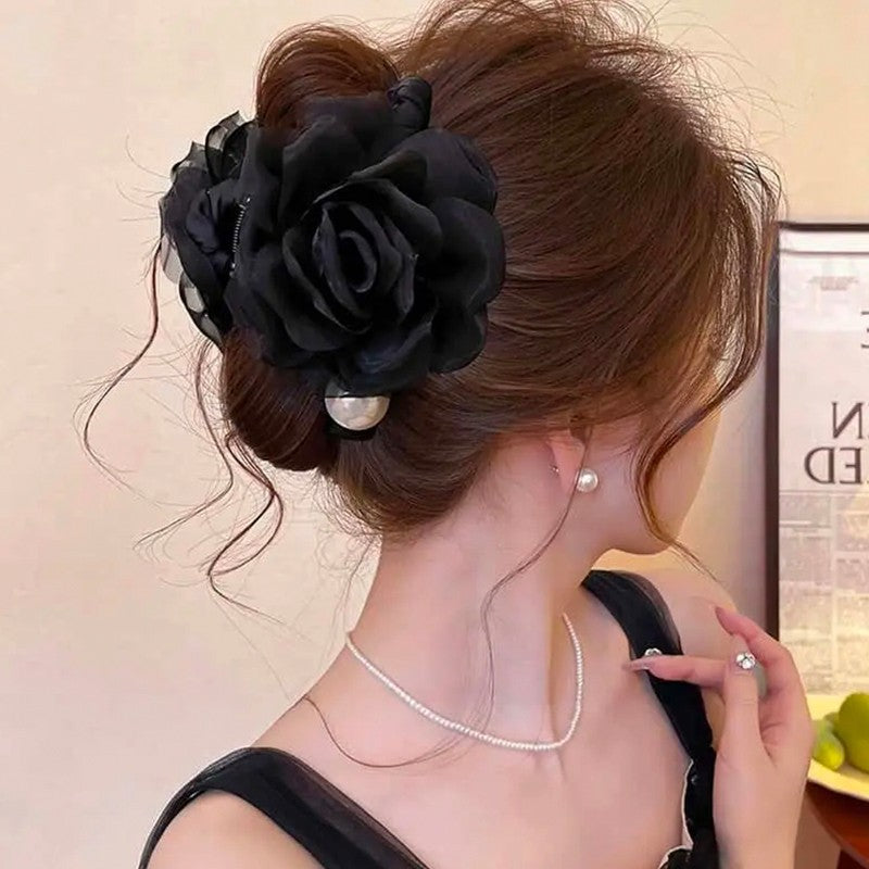 French style gentle, back of the head hair clip, high-end chiffon yarn, bow, grab clip hair accessory for women A966