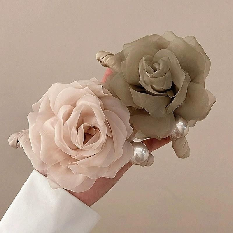 French style gentle, back of the head hair clip, high-end chiffon yarn, bow, grab clip hair accessory for women A966